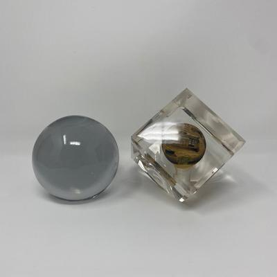 Glass/Crystal Ball Paperweight and Hand-Painted Interior Art Sculpture