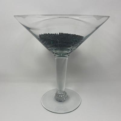 Large Martini Glass Art with Mirco-Tube Beads