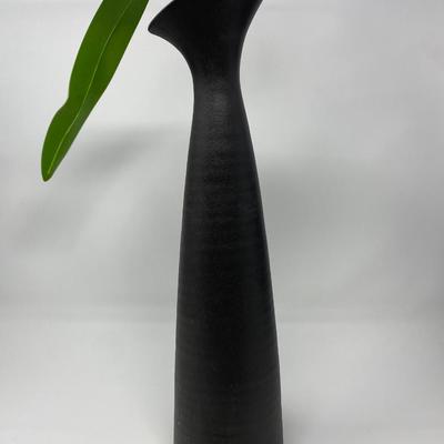 Black Vase with Artificial Flower