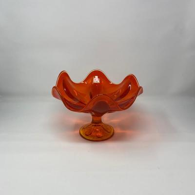 Large Orange Viking Glass Compote Bowl