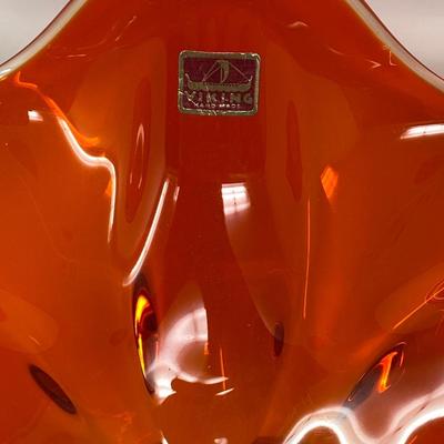 Large Orange Viking Glass Compote Bowl
