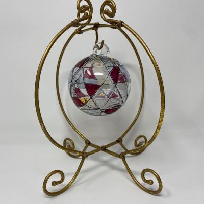 Vintage Small Decorative Hand-Blown Art Glass Ball Ornament