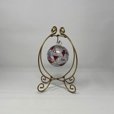 Vintage Small Decorative Hand-Blown Art Glass Ball Ornament