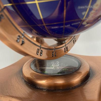 Vintage Tabletop Blue Gemstone World Globe with Compass