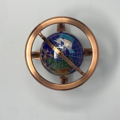 Vintage Tabletop Blue Gemstone World Globe with Compass