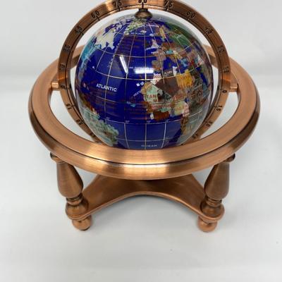 Vintage Tabletop Blue Gemstone World Globe with Compass