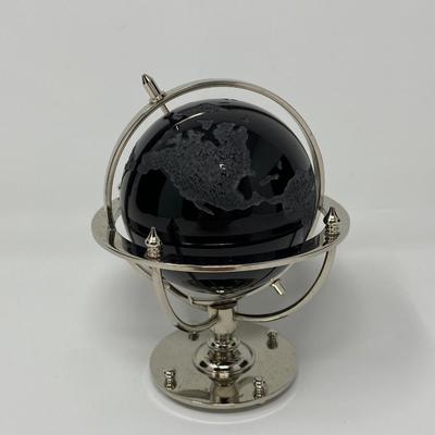 Black World Globe Sculpture