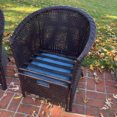 8122 Pair of Resin Wicker Chairs with Pull out Ottomans