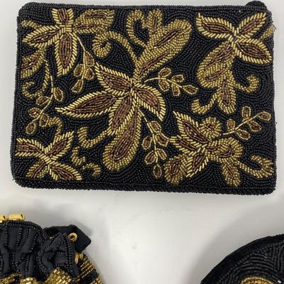 Vintage Black and Gold Micro-Bead Purses and Clutches