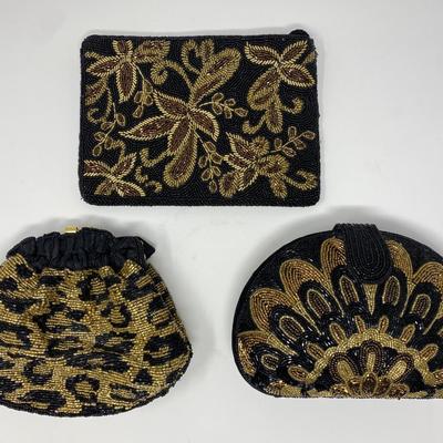Vintage Black and Gold Micro-Bead Purses and Clutches