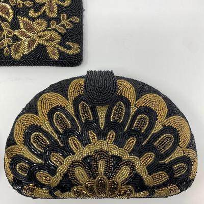 Vintage Black and Gold Micro-Bead Purses and Clutches