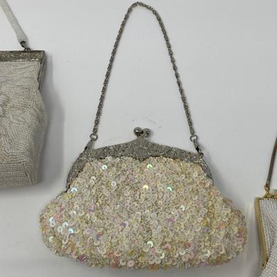 Vintage White, Ivory, and Gold Micro-Bead and Sequin Handbags