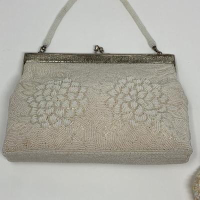 Vintage White, Ivory, and Gold Micro-Bead and Sequin Handbags