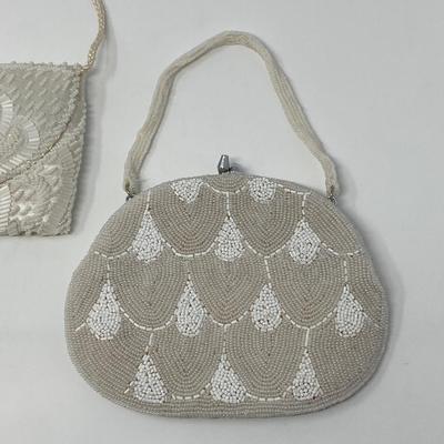 Vintage White, Ivory, and Gold Micro-Bead and Sequin Handbags