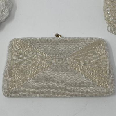 Vintage White and Ivory Micro-Bead Clutches