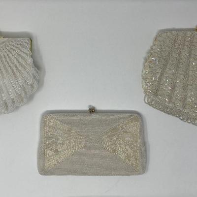 Vintage White and Ivory Micro-Bead Clutches