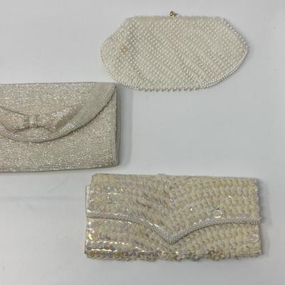 Vintage White and Ivory Micro-Bead Clutches
