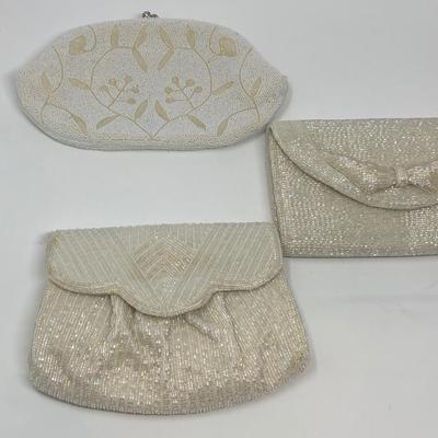 Vintage White and Ivory Micro-Bead Clutches