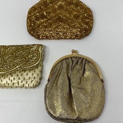 Vintage Gold Micro-Bead and Sequin Clutches