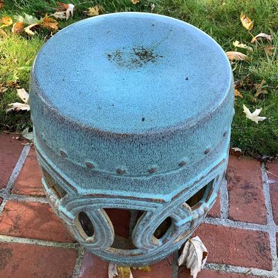 8127 Ceramic Blue Green Garden Stool