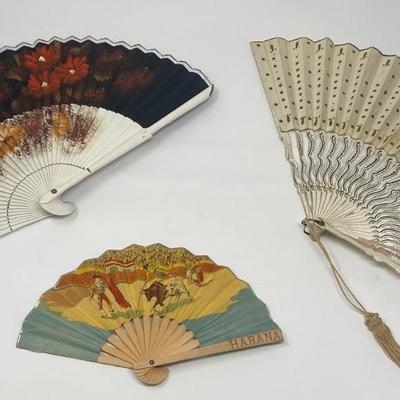 Set of 3 Vintage Handheld Fans