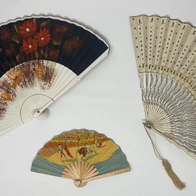 Set of 3 Vintage Handheld Fans