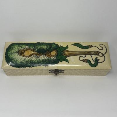 Two Vintage Black Lace Handheld Fans with Case