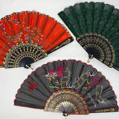 Three Vintage Handheld Fans