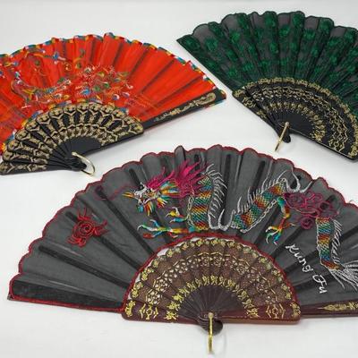 Three Vintage Handheld Fans