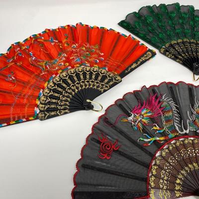 Three Vintage Handheld Fans