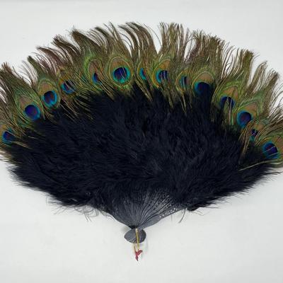 Vintage Large Peacock Feather Handheld Fan