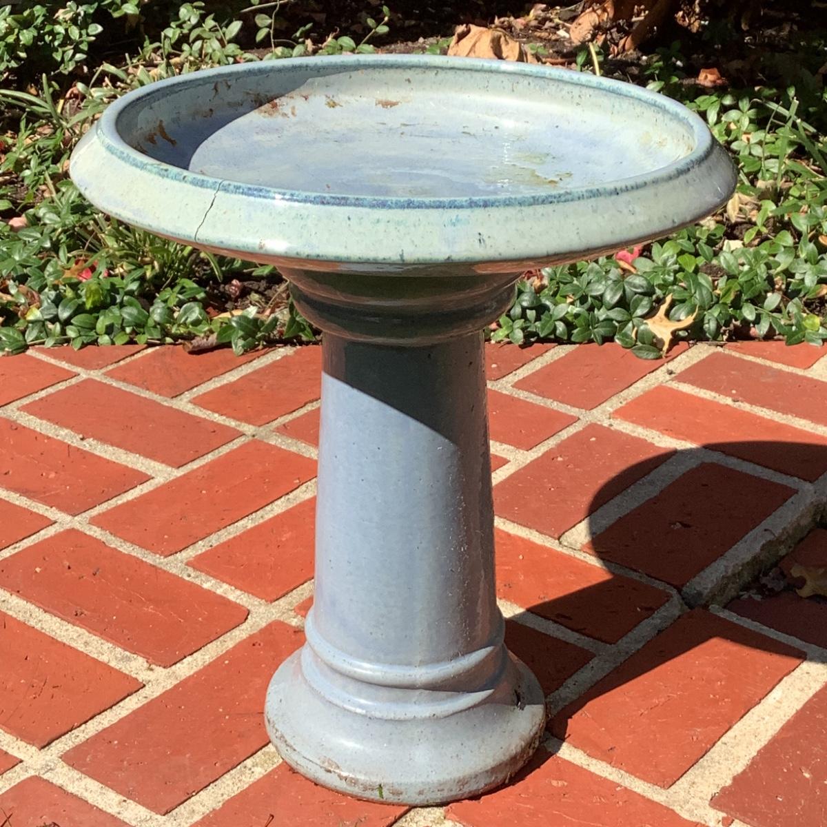 8147 Small Glazed Pottery Bird Bath