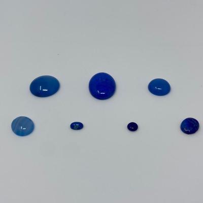 Collection of Dyed Blue Agate Cabochons
