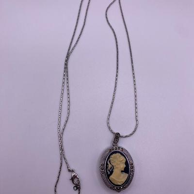 Necklace with Cameo Vanity Watch Pendant