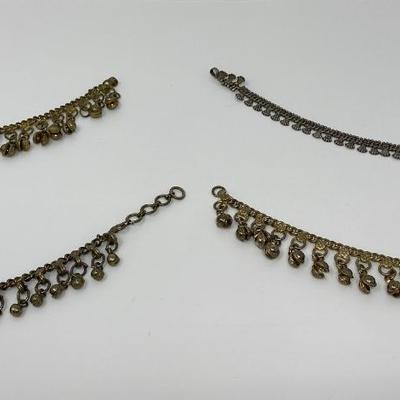 Collection of Vintage Bronze Tone Bell Anklets