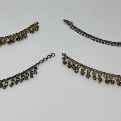 Collection of Vintage Bronze Tone Bell Anklets