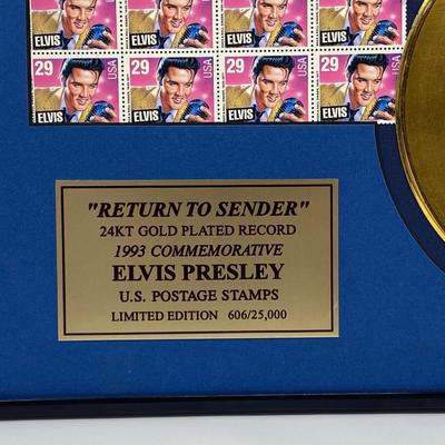 Vintage Limited Edition Elvis Presley's "Return to Sender" 24KT Gold-Plated Record