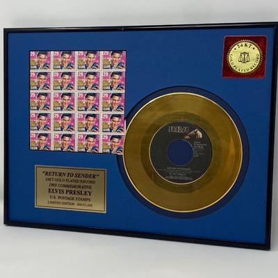 Vintage Limited Edition Elvis Presley's "Return to Sender" 24KT Gold-Plated Record