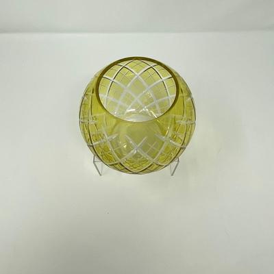 Yellow and Clear Cut Glass Decorative Bowl
