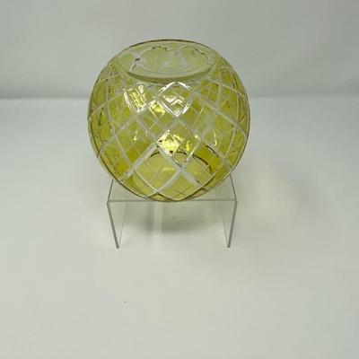 Yellow and Clear Cut Glass Decorative Bowl