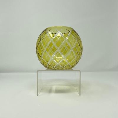 Yellow and Clear Cut Glass Decorative Bowl