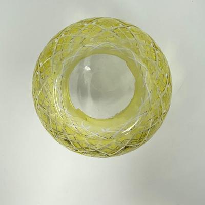 Yellow and Clear Cut Glass Decorative Bowl