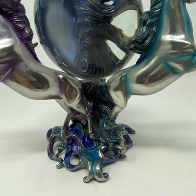 Franklin Mint "Unicorns of the New Age" Pewter Sculpture with Crystal Ball