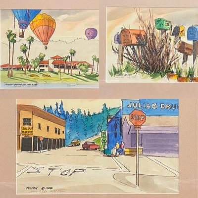 Set of 3 Artist Signed Art Pieces