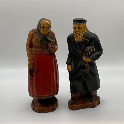 Pair of Vintage Eastern European Jewish Man and Woman Collectible Figurines