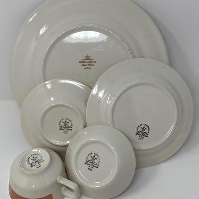 Vintage Homer Laughlin Pompano Apricot with True Gold Trim Dinnerware, Stamped