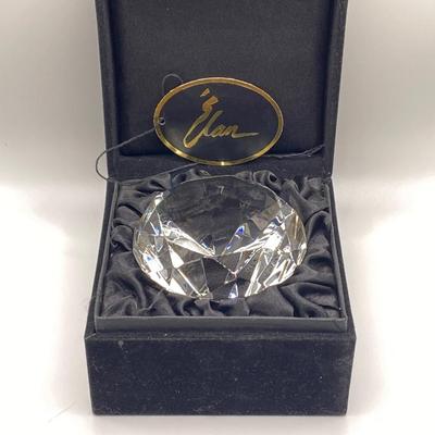 Vintage Elan Crystal Diamond Paperweight