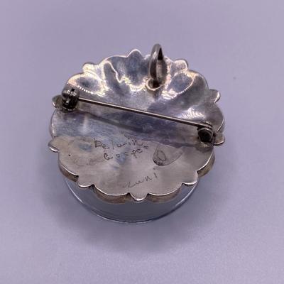 Vintage Delwin Gasper Zuni Sterling Silver Tewa Pin Pendant