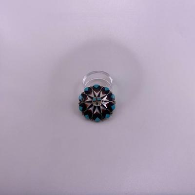 Vintage Delwin Gasper Zuni Sterling Silver Tewa Pin Pendant