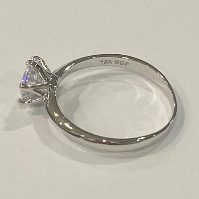18K Rolled White Gold Plated Engagement Ring